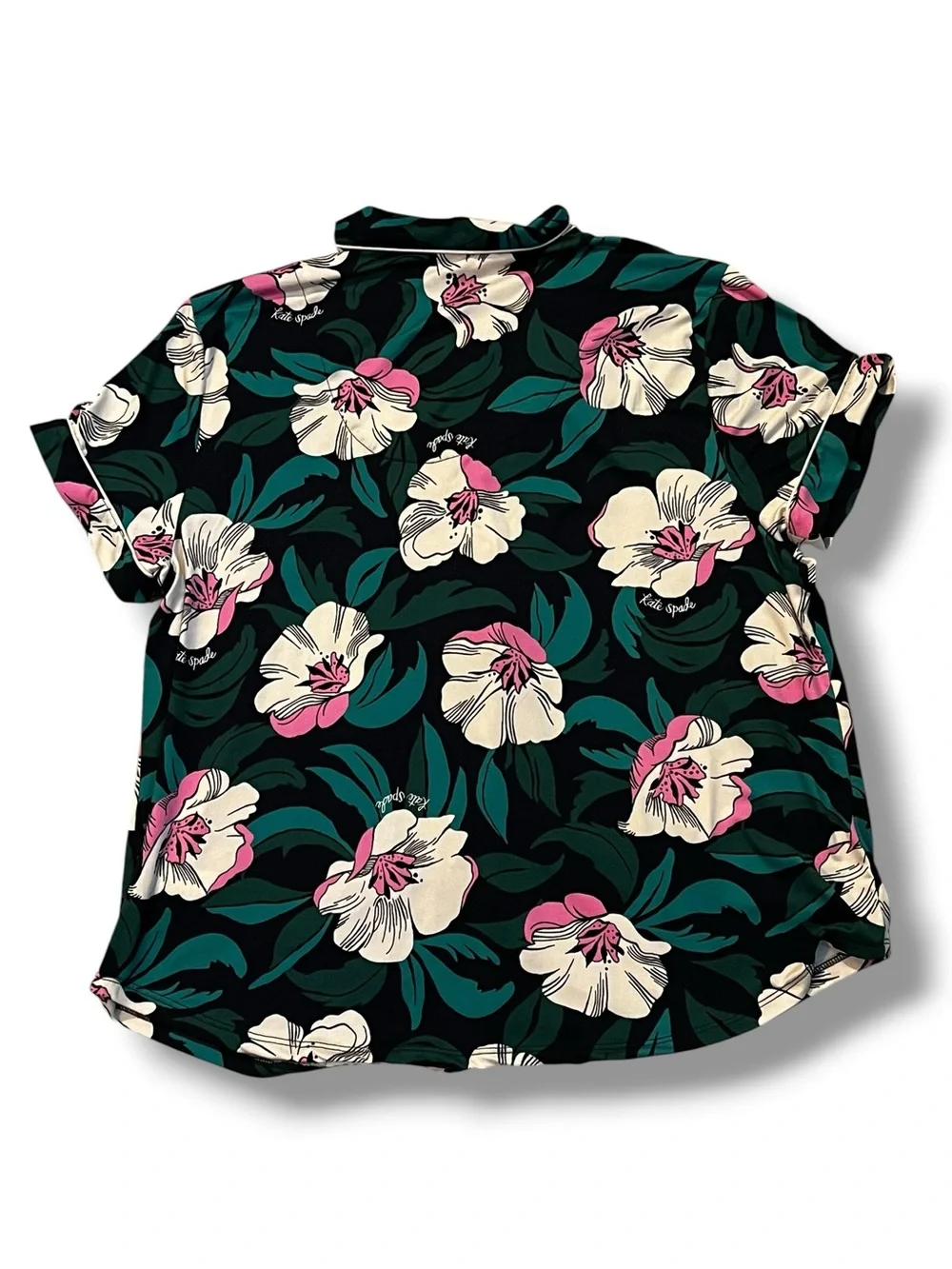 Kate Spade Pajamas 2 piece Set Blossom Floral Print Navy Pink Large/XL Soft Knit